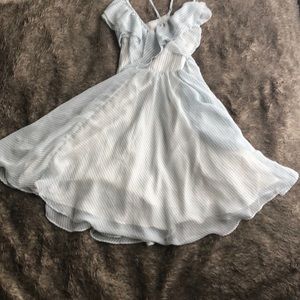 Super cute, fluffy blue and white striped dress